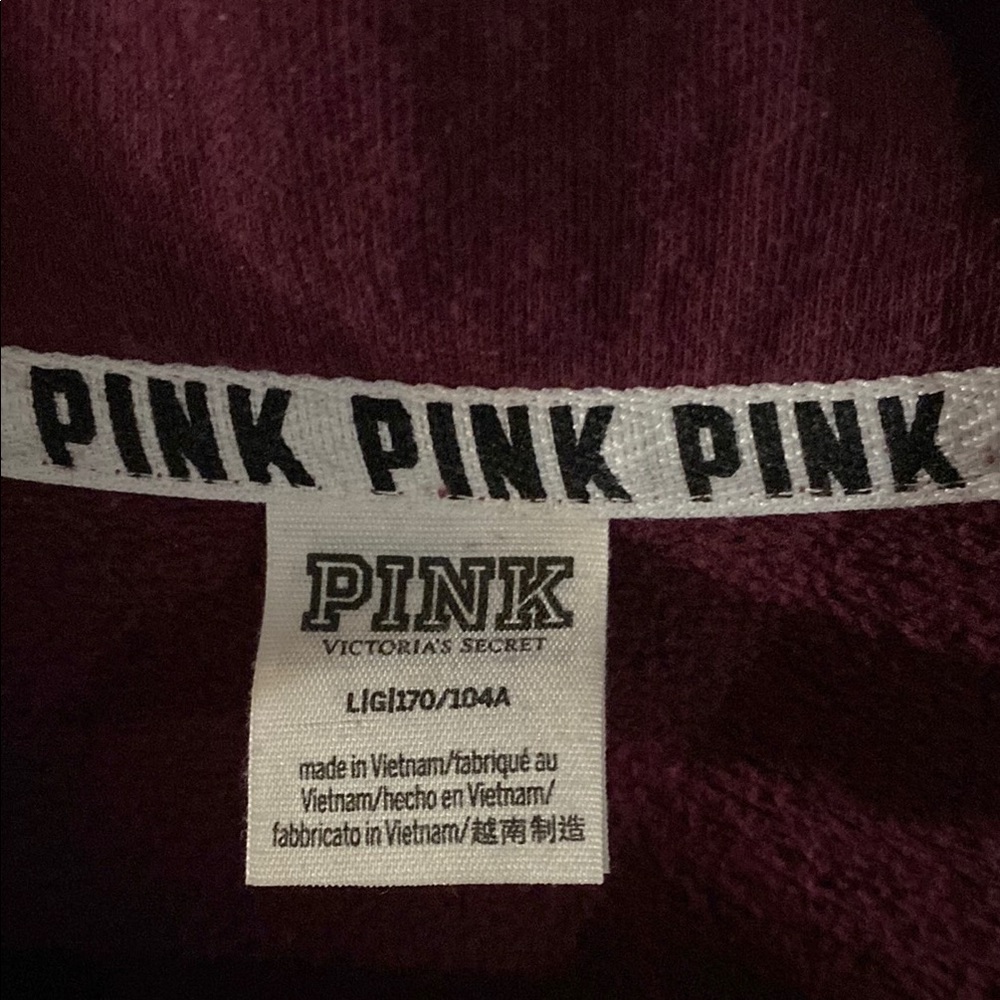 PINK Victoria's Secret Women's Burgundy Quarter Zip Sweater - Picture 2 of 6